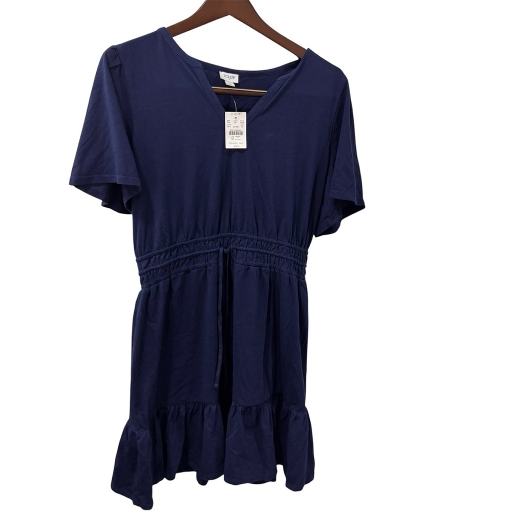 NWT J Crew Navy Blue Short Sleeve Dress size M 100% cotton